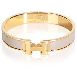 Hermès Gold-Plated Clic H In Marron Glacé Bracelet