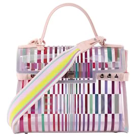 Borsa a mano 2Way Delvaux Tempête GM in vinile e gomma, rosa