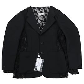 Maison Martin Margiela Blazer nero Maison Margiela con sovrapposizione in pizzo, Taglia 40