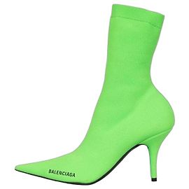 NWOB Balenciaga Knife Green Stretch-Knit Ankle Boots Sz.40 Pre-owned