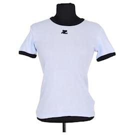 Camiseta de algodón azul Courreges