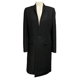 Abrigo Christian Dior Black Noir de un botón en lana y mohair