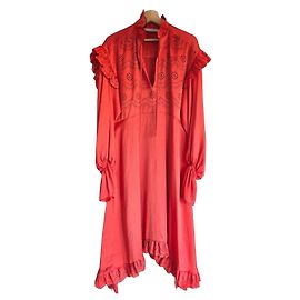 Philosophy di Lorenzo Serafini Vestido largo de seda rojo con bordados