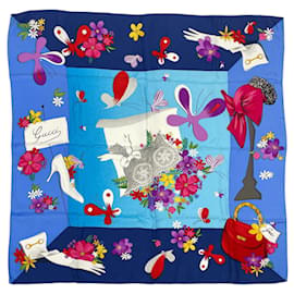 Foulard in seta Gucci con motivo floreale
