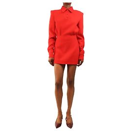 Autre Marque Rotes Mini-Kleid aus Krepp mit langen Ärmeln - size UK 8