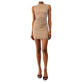Acne Kurzes Kleid aus Mesh mit braun-weißem Karomuster - size XS