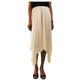 Plissierter Midi-Rock in Creme - size UK 8 - Céline
