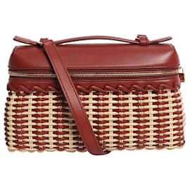 Loro Piana Borsa in vimini marrone con tasca extra