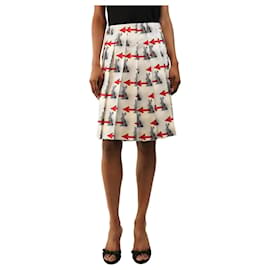 Falda midi estampada de conejos blancos - size UK 6 - Prada