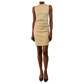 Vestido midi sin mangas de piel de cordero crema - size UK 6 - Prada