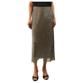 Falda midi gris con pedrería - size S - Autre Marque