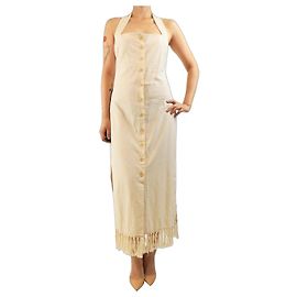 Nanushka Vestido halterneck de algodón neutro - size L