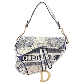 Borsa Saddle Toile De Jouy crema e blu - Dior