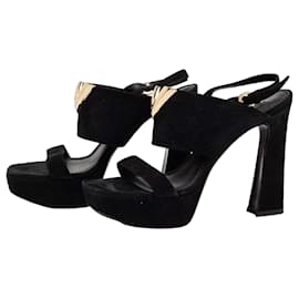 Louis Vuitton Plateausandalen aus schwarzem Wildleder