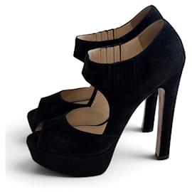 Décolleté platform peep-toe in camoscio nero Prada