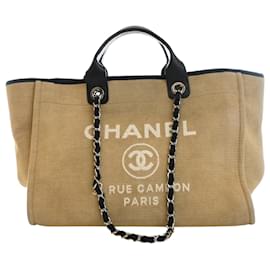Chanel Beige Medium Mixed Fibers Deauville Tote