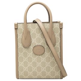Borsa Satchel Gucci Mini GG Supreme Interlocking G Beige