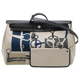 Hermès Brown Toile and Vache Hunter Less is Mors Herbag Zip Cabine 50
