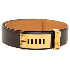 Hermès Collier de Chien Gürtel aus Box Calf Braun 70