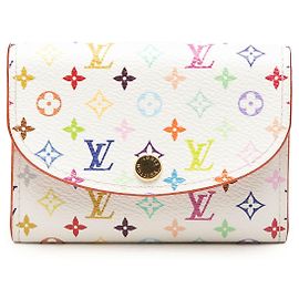 Louis Vuitton White Takashi Murakami Monogram Multicolore Rosalie Coin Purse