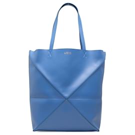 LOEWE Tote Puzzle Fold Large in vitello lucido blu