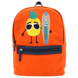 Mochila Fendi em neoprene laranja com padrão de abacaxi