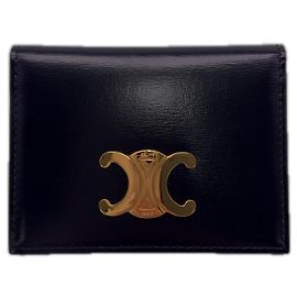 Céline Portacarte bifold Triomphe in pelle di vitello lucida Celine