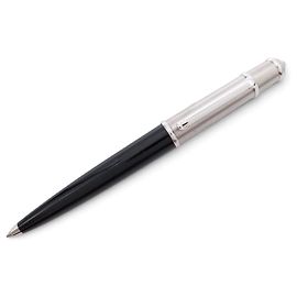 NEUF STYLO BILLE CARTIER DIABOLO EN RESINE NOIR & ACIER PALLADIE SILVER PEN