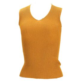 Top sin mangas de punto con cuello en V Max Mara en viscosa amarilla