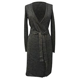 Abito a portafoglio Diane von Furstenberg in lana merino grigia