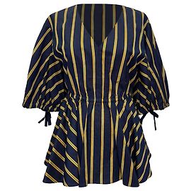 Jason Wu gestreiftes Popeline Peplum-Top aus Marineblauem Polyester