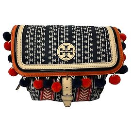 Borsa a tracolla Tory Burch Scout Pom-Pom in tela multicolore