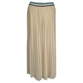 Moncler Plisse-Midi-Rock aus elfenbeinfarbenem Polyester
