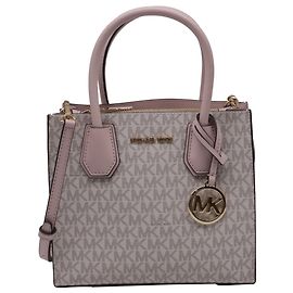 Michael Kors Mercer Medium Signature Logo Crossbody Bag aus rosa beschichtetem Canvas