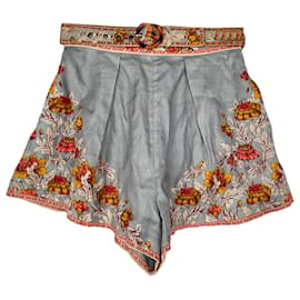 Pantalones cortos Zimmermann Andie Tuck con estampado floral en lino multicolor