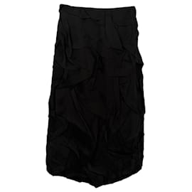 Falda midi con efecto arrugado Dries Van Noten en poliéster negro