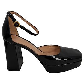 Décolleté con plateau e cinturino alla caviglia Gianvito Rossi in pelle verniciata nera