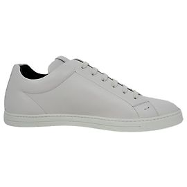 Sneaker basse in pelle bianca con stampa logo Fendi