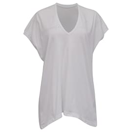 Camiseta holgada de cuello en V Dries Van Noten en algodón blanco