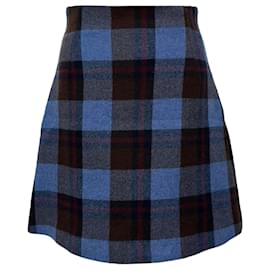 Falda de cuadros Tabarin en lana azul de Max Mara Weekend