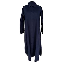 Y's by Yohji Yamamoto Button-Down Midi-Hemd aus dunkelblauer Baumwolle