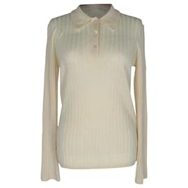 Polo de manga larga de punto acanalado A.P.C. en lana crema - Apc