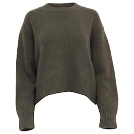 Nili Lotan Rundhals-Strickpullover aus olivgrüner Wolle