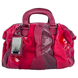 mala de mão Dolce & Gabbana com detalhes em pele de cobra em couro burgundy