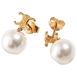 Orecchino Triomphe Pearl in ottone con finitura oro - Céline