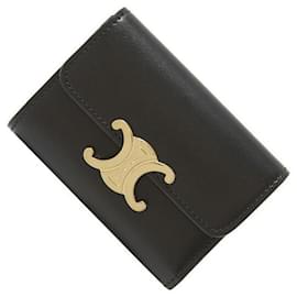 Triomphe Compact Wallet with Coin in Shiny Calfskin - Céline