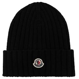 Berretto in lana con patch logo Nero - Moncler