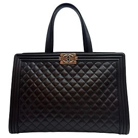 Chanel Boy Shopping Tote Bag aus Lammleder Schwarz