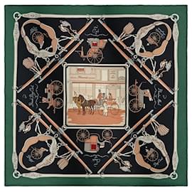Pañuelo Hermès Scarf 45 de Seda Vert Loden Noir Beige Dor