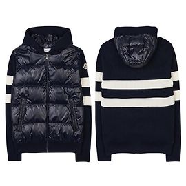 Moncler Giacca imbottita in maglia con zip e logo
